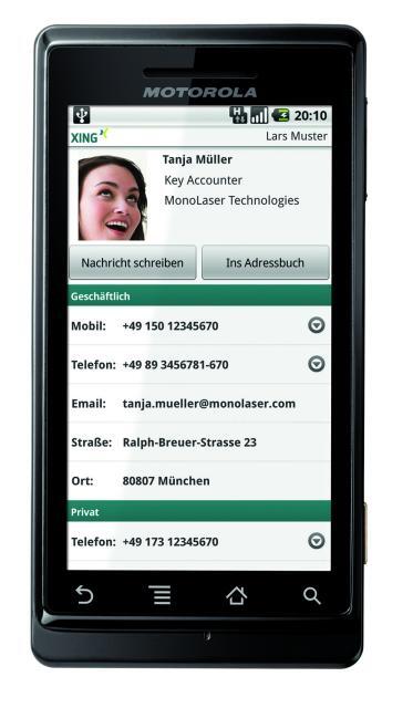 Motorola Milestone mit XING-App