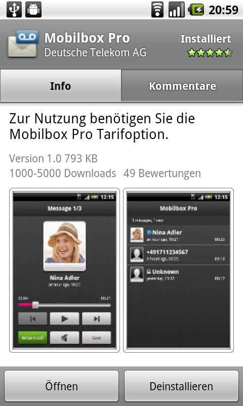 DTAG Mobilbox Pro im Android Market
