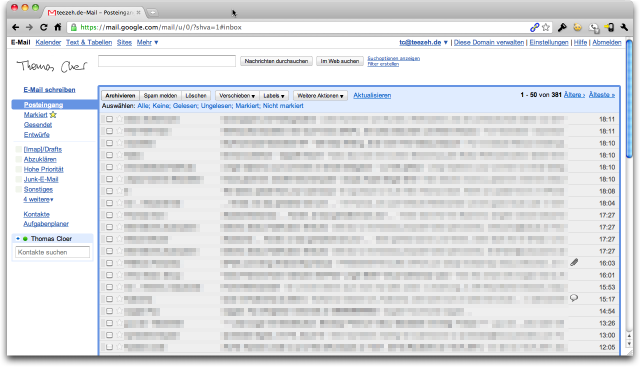Google Apps Mail teezeh.de Inbox