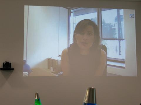 Annette Kroeber-Riel, Google-Lobbyistin in Berlin (European Policy Counsel DACH), live zugeschaltet per Videokonferenz
