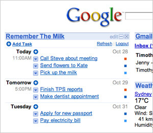 RTM in iGoogle RTM in iGoogle