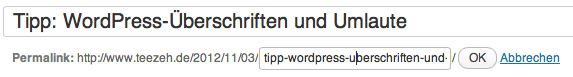 WordPress Permalink editieren