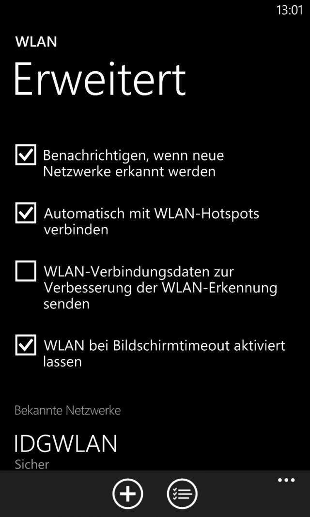 Lumia 920 Einstellungen WLAN Erweitert