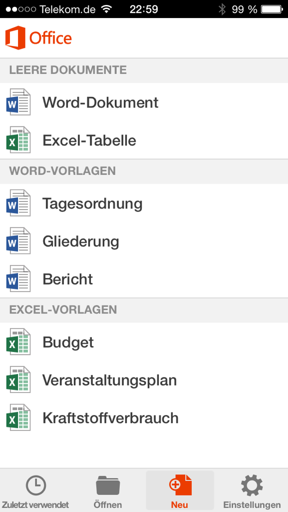 Office Mobile auf dem iPhone Screenshot