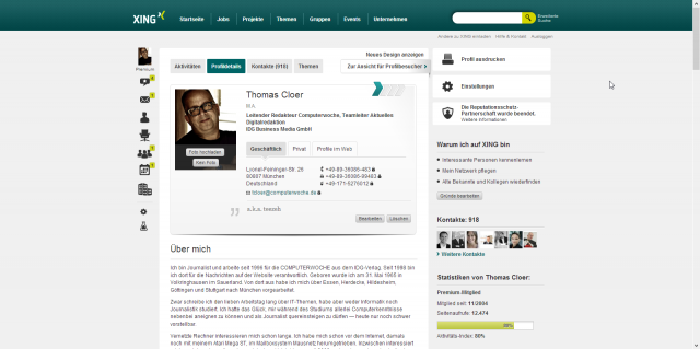 Mein Xing-Profil (alt)