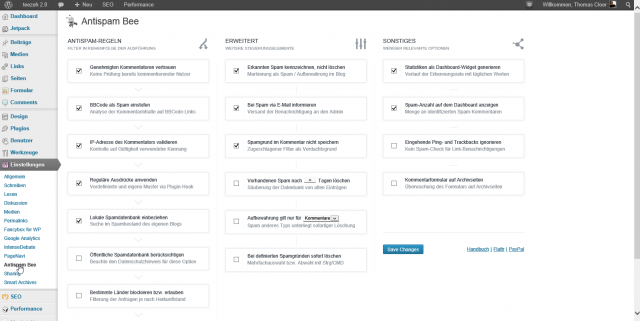 Antispam Bee Einstellungen Screenshot