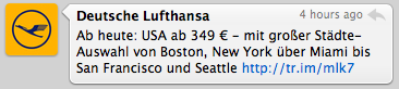 Lufthansa-Tweet Lufthansa-Tweet