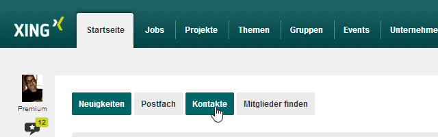 Xing Startseite Menü Kontakte