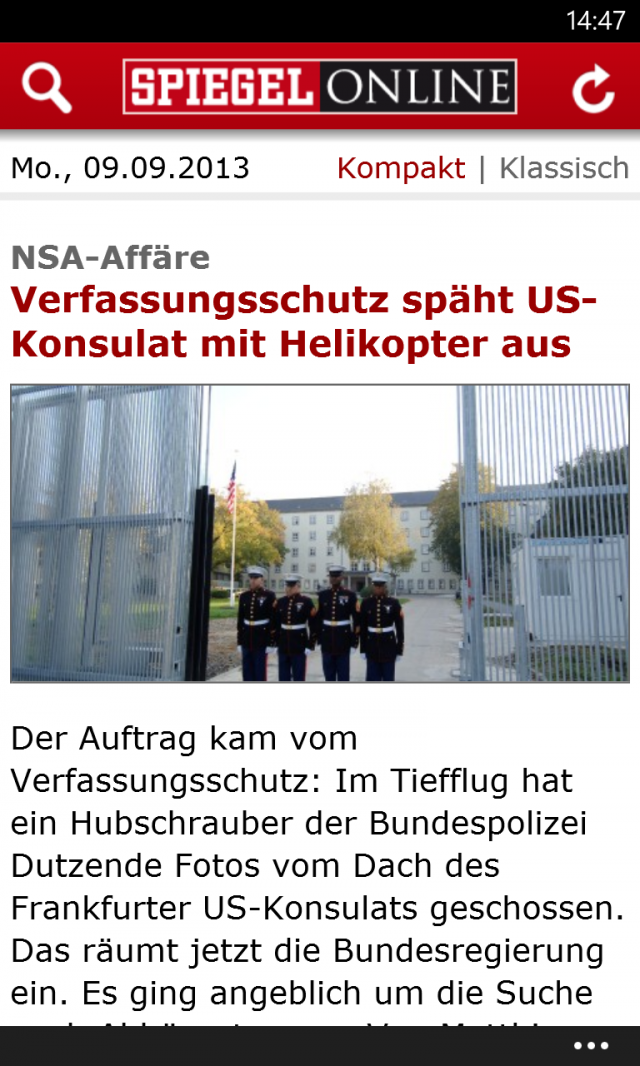 SPON App für Windows Phone Screenshot