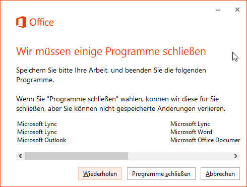 365 Click-to-Run Update-Hinweis