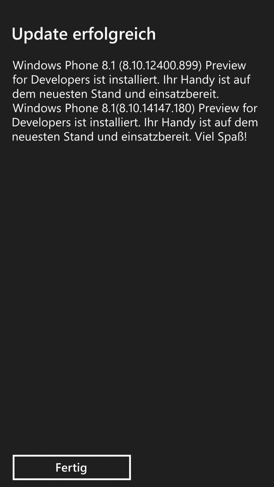 Update erfolgreich