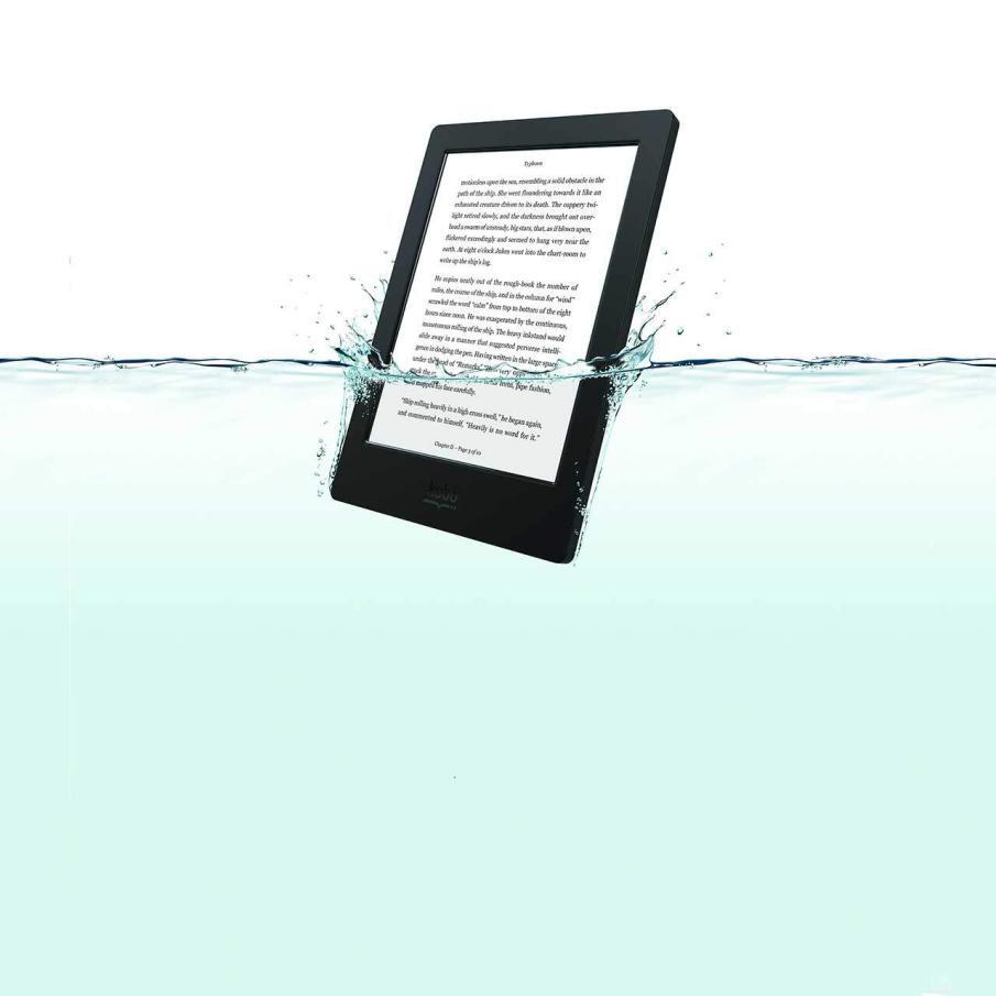 Kobo Auro H2O, teils unter Wasser