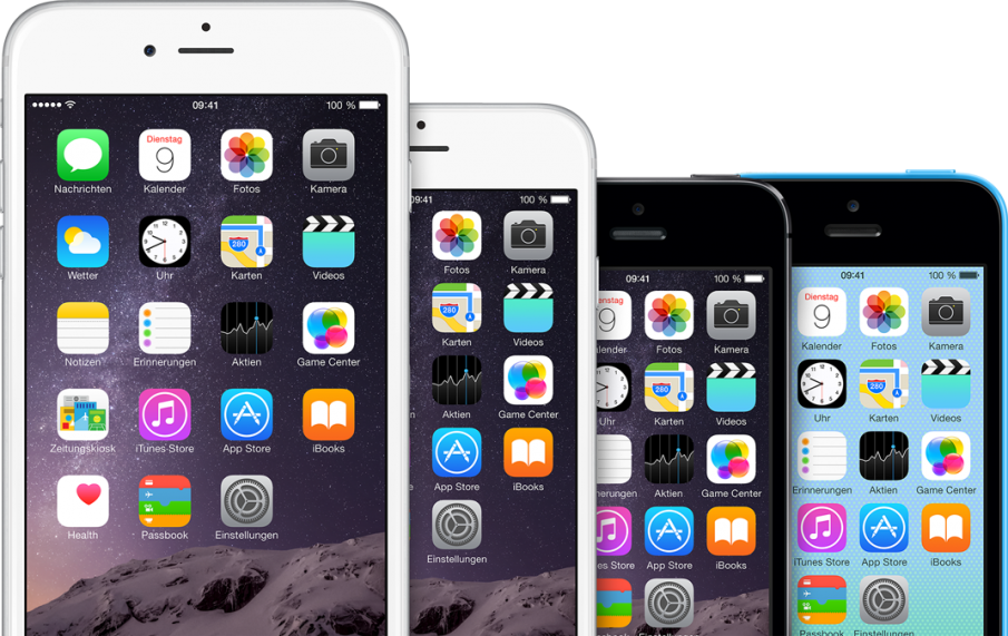 iPhone-Größenvergleich, generationsübergreifend