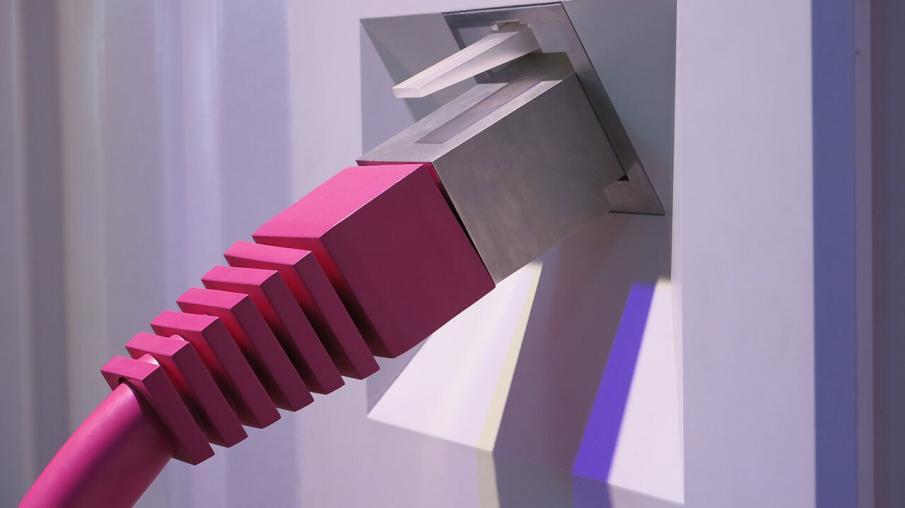 Telekom-Stecker (auf dem CeBIT-Stand 2014)