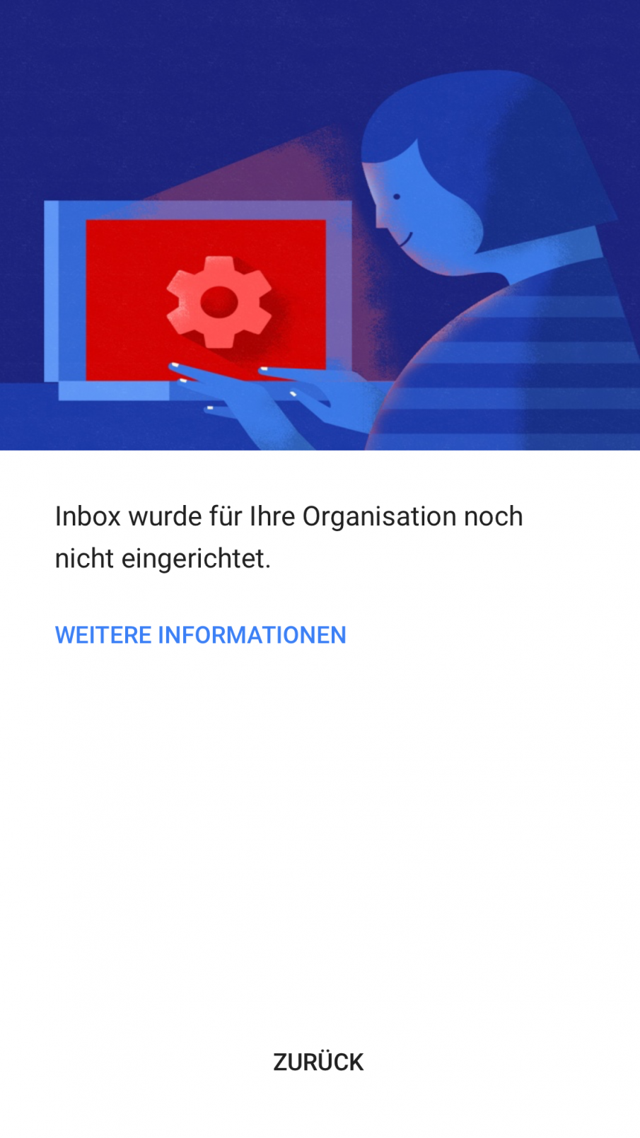 Inbox wurde für Ihr Unternehmen noch nicht eingerichtet, Screenshot
