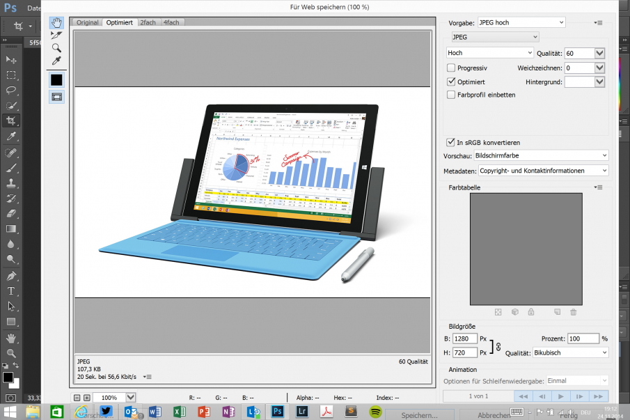 PS CC mit 200-Prozent-UI auf dem SP3