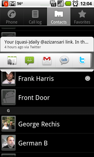 Android 2.1 Kontakte mit Twitter-Integration