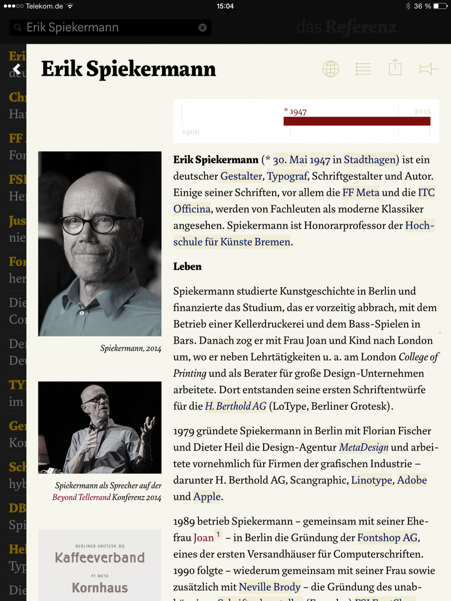 Das Referenz mit Wikipedia-Artikel zu Erik Spiekermann