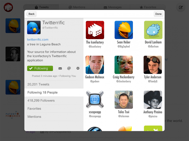 Twitterrific 5.0 Screenshot Nutzerprofil iPad