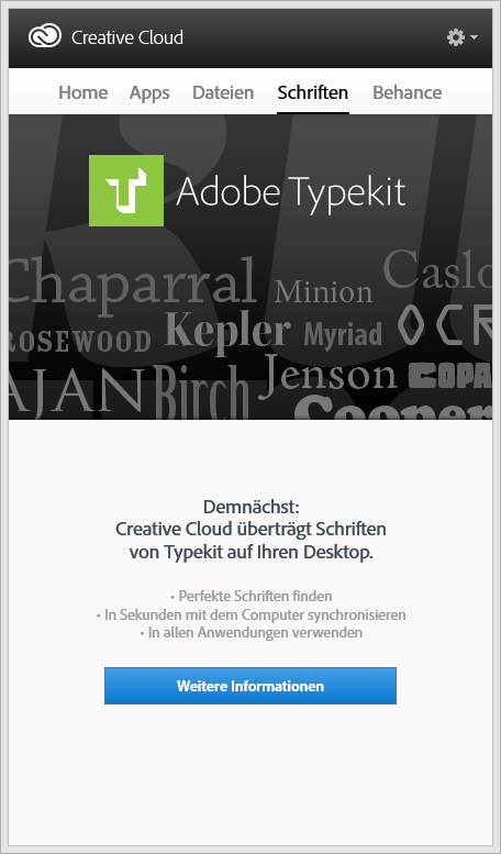 Typekit sync is yet to come