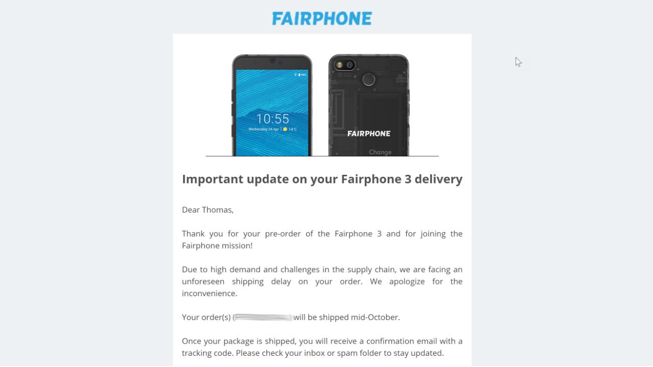Fairphone-Mail, Screenshot