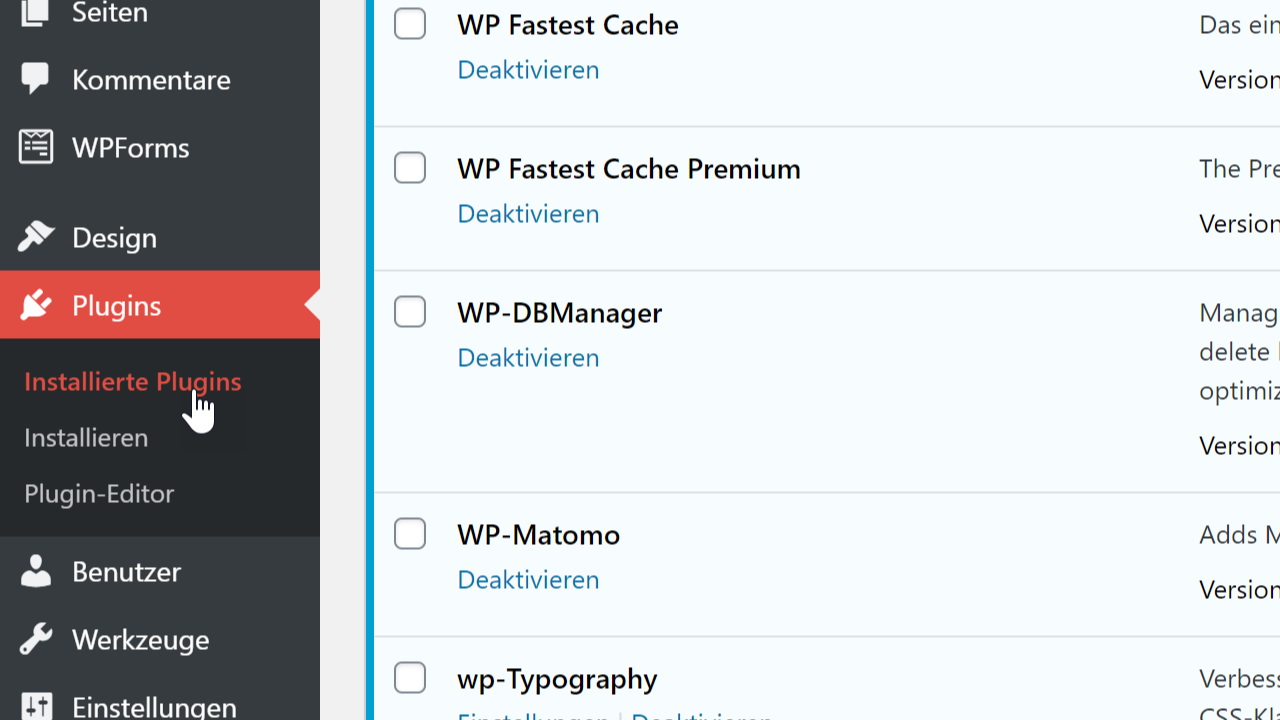 WP Admin. Plugins, Screenshot